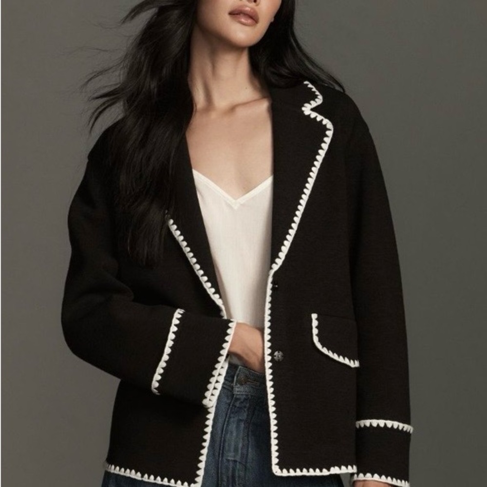 Dolan Black Blazer with White Detailing